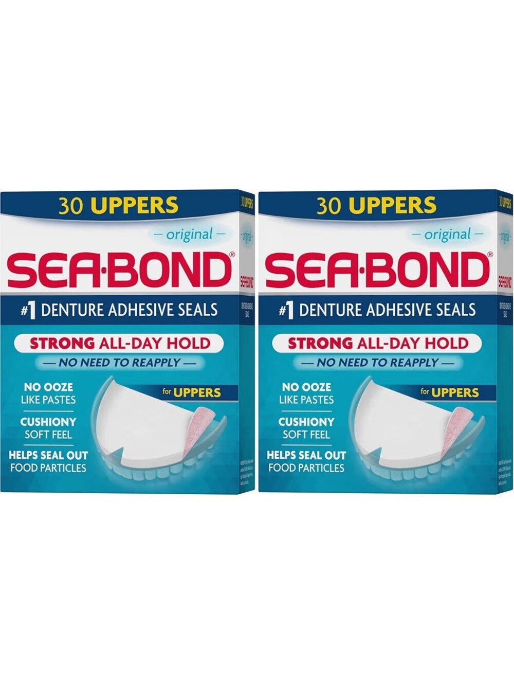 Sea-Bond Secure Denture Adhesive Seals Original Uppers Zinc-Free 2 Pack